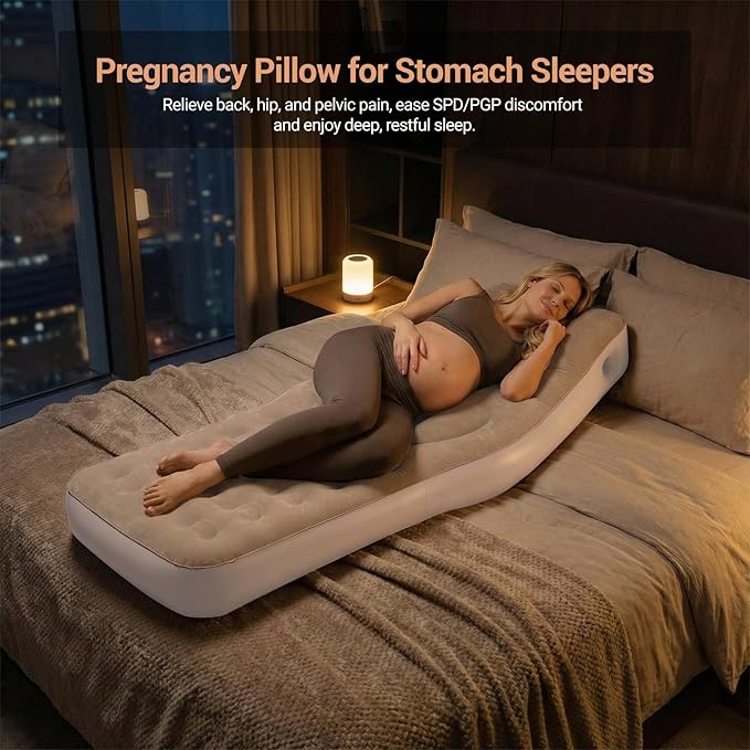 Inflatable Pregnancy Pillow with Belly & Head Hole, Prone Pregnancy Pillow for Stomach Sleepers, Belly Pillow Pregnancy Mattress for Pregnant Women, Maternity airbed Pool Float for Tummy Massage