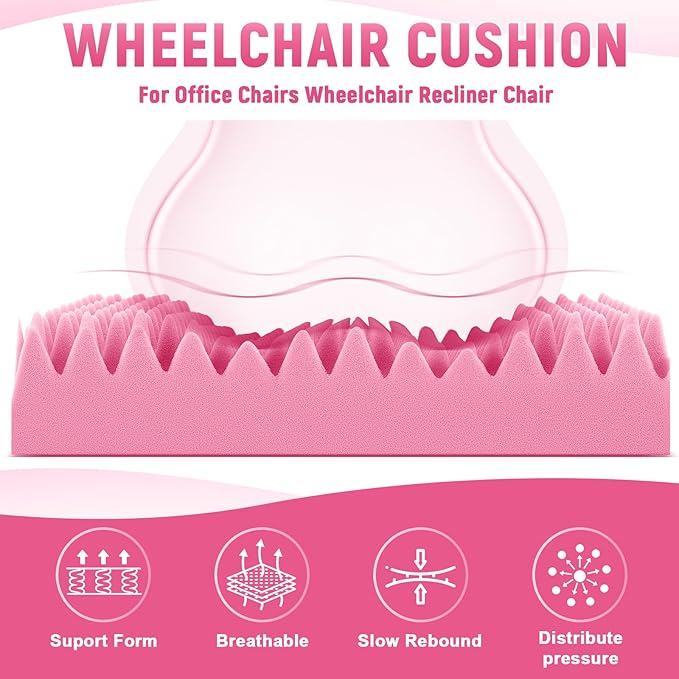Geiserailie 2 Pcs Egg Foam Pad Eggs Chair Cushion to Relieve Back Foam Seat Cushion Chair Accessories Pad for Office Recliner Wheelchair Home Car (Egg,Pink)