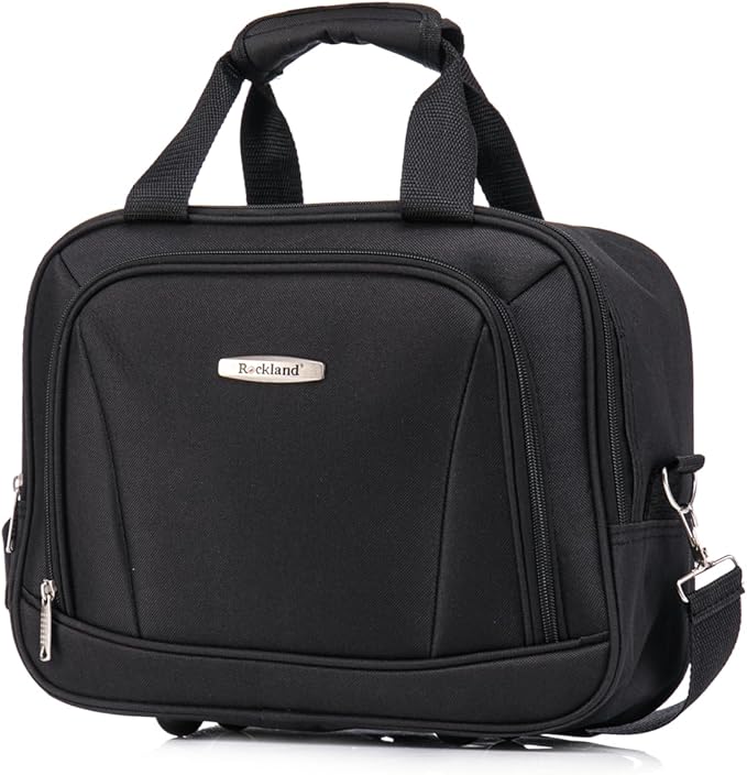 Rockland Melbourne Hardside Expandable Spinner Wheel Luggage Set, Black, Carry-On 20-Inch and Tote 14-Inch