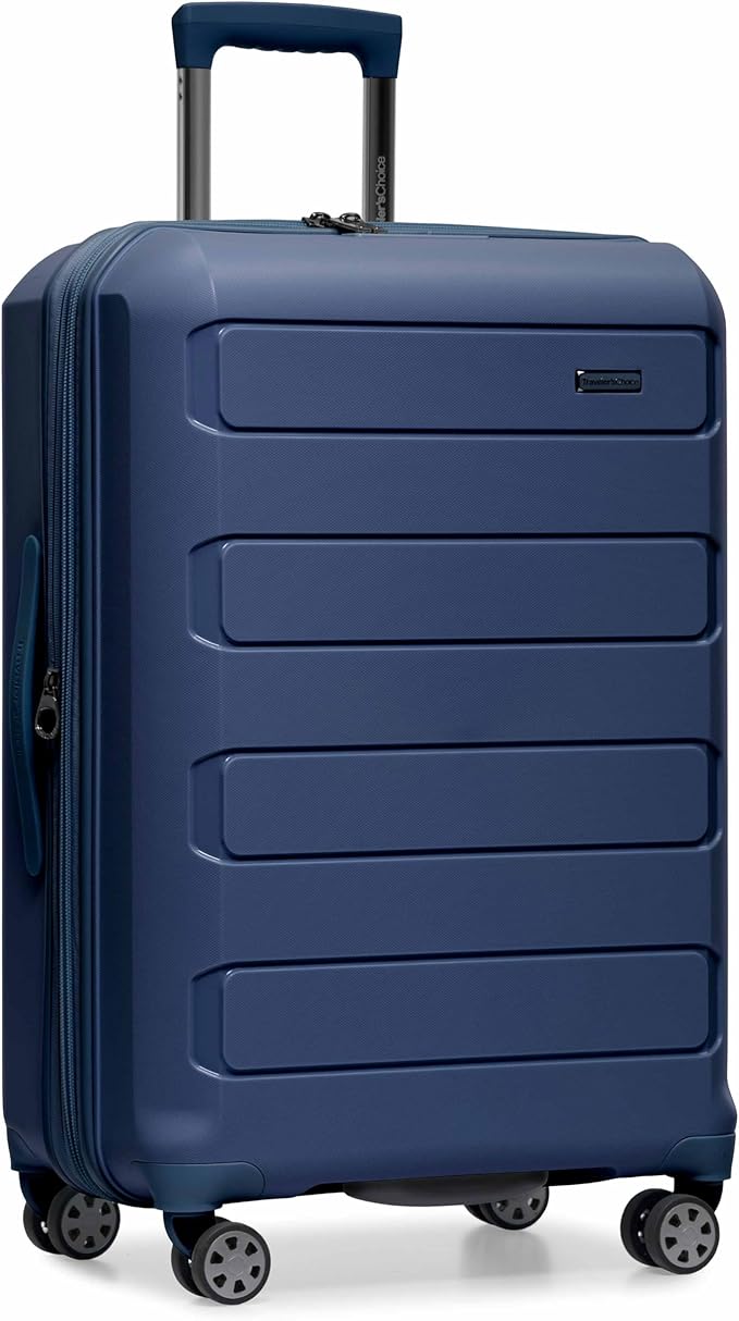 Traveler's Choice Pagosa Hardshell Expandable Luggage with Spinner Wheels, Navy, 26-Inch Medium