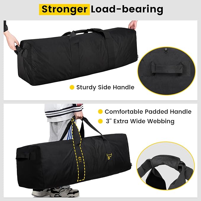 Vorspack Duffle Bag for Travel - 180L Extra Large Duffel Bag for Men Foldable Camping Bags for Weekender Gear Storage Overnight Tent Sports Moving - Black