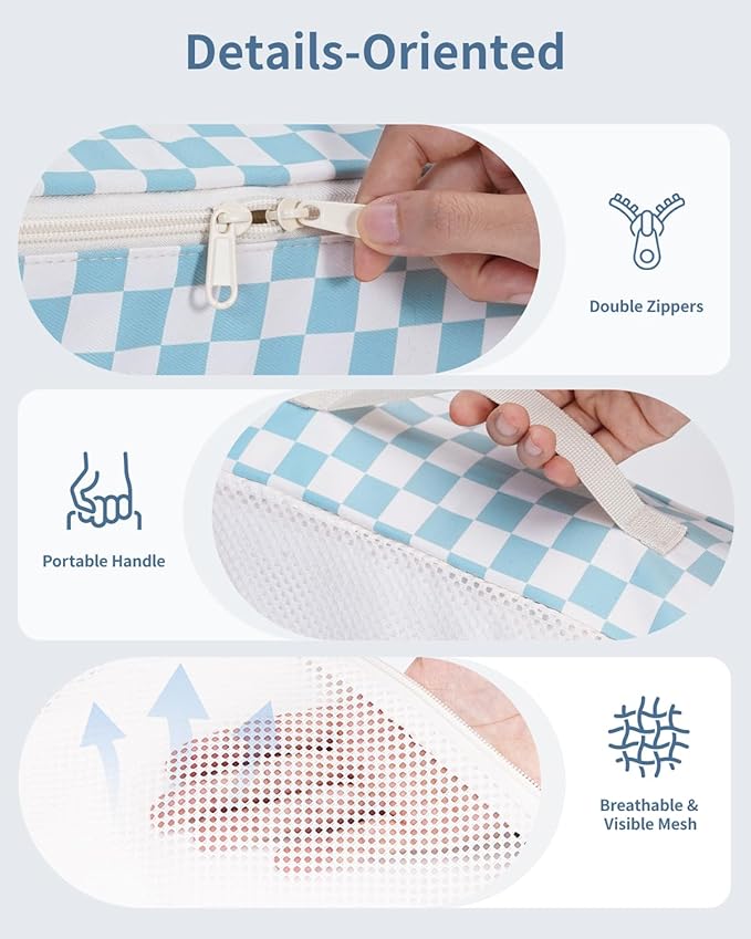 Narwey 7 Set Checkered Packing Cubes for Travel Kids Women, Durable Packing Organizer Bags for Carry on Suitcase Luggage Travel Essentials Accessories (Combined Checkerboard)