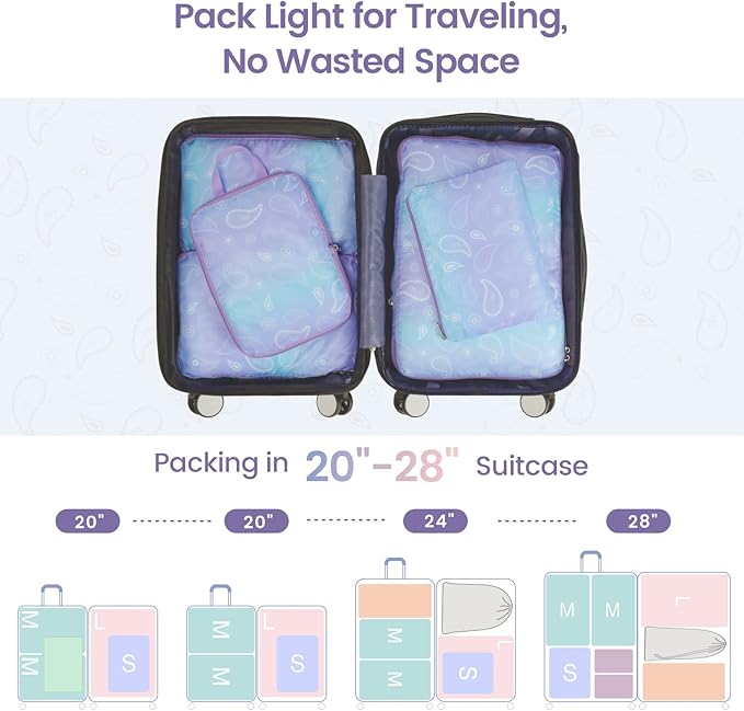 Cambond Compression Packing Cubes for Travel - Lightweight Expandable Travel Bags Luggage Organizers Travel Essentials Compression Cubes for Travel Space Saver for Carry on Suitcases Organizer