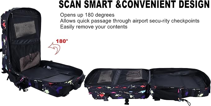 LHI Military Tactical Backpack for Men and Women 45L Army 3 Days Assault Pack Bag Large Rucksack with Molle System - Fluorescent Tie Dye