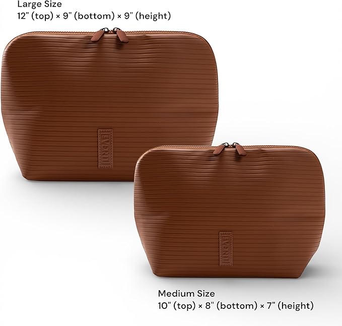 THE VERTI-Vertical Waterproof Makeup & Toiletry Bag | 23-Pocket Organizer with Upright, Fold-Down Design for Skincare, Toiletries & Essentials (Mahogany)