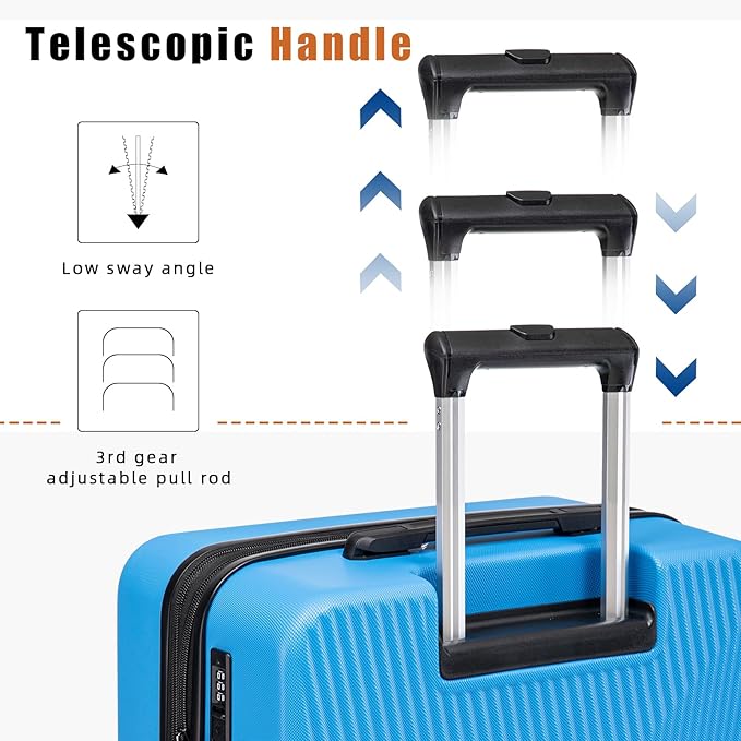 Expandable Luggage Sets 5 Piece,Suitcases with Detachable Wheels,ABS Hard Case Luggage with TSA Lock Spinner Wheels,Carry On Luggage Set