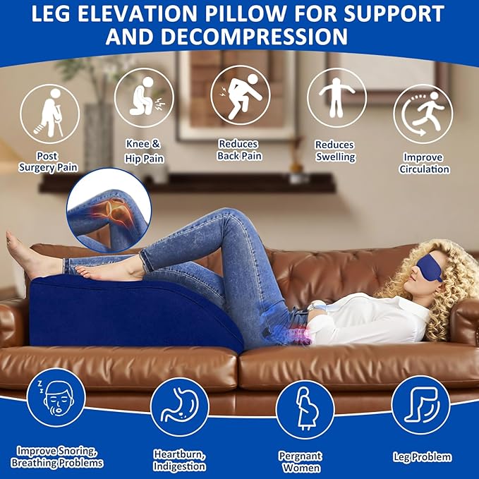 Inflatable Leg Pillow for After Surgery – Leg Elevating Pillow for Back Support,Swelling & Circulation,Portable Wedge Pillow for Leg Support,Travel,Recovery,Knee Surgery,Back Pain & Everyday Comfort
