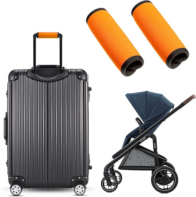 2 Pack Luggage Handle Wraps, Soft Handle Covers for Suitcase, Handle Wrap for Carry On/Bag, Travel Accessories for Luggage (Orange)