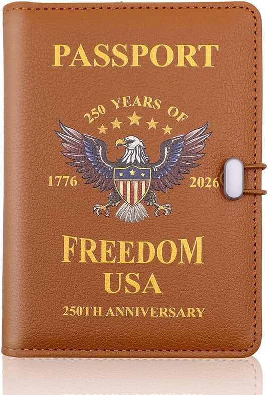 Melsbrinna Premium Leather Passport Holder Covers Case, Waterproof Rfid Blocking Travel Wallet Passport Holder with Pen Holder, Cute Passport Book for Women/Men