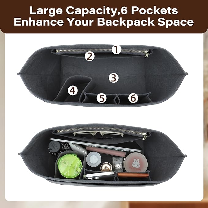 Fit Longchamp Organizer Insert, for Long Champ Le Pliage L Bag Handbag Women, with Cup Holder, Large/Light Grey
