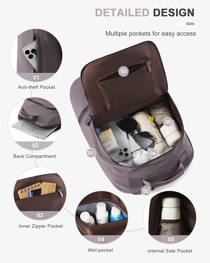 Gym Backpack for Women Waterproof Small Gym Bag With Shoe Compartment Sports Essentials Cheer Backpack with Wet Dry Pocket,Purple