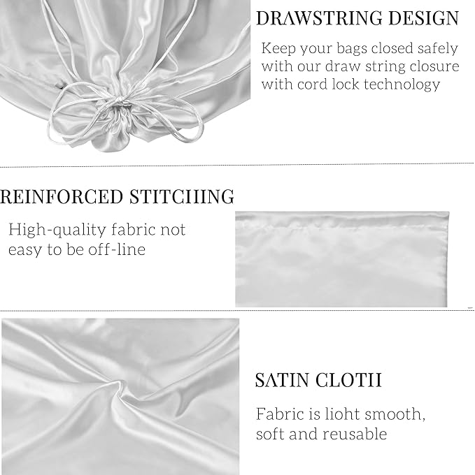 Shoe Dust Bags - 6 Pack Shoe Bags for Travel Satin Fabric Shoe Bag with Drawstring for Men Women Travel Protecting Storing Shoes