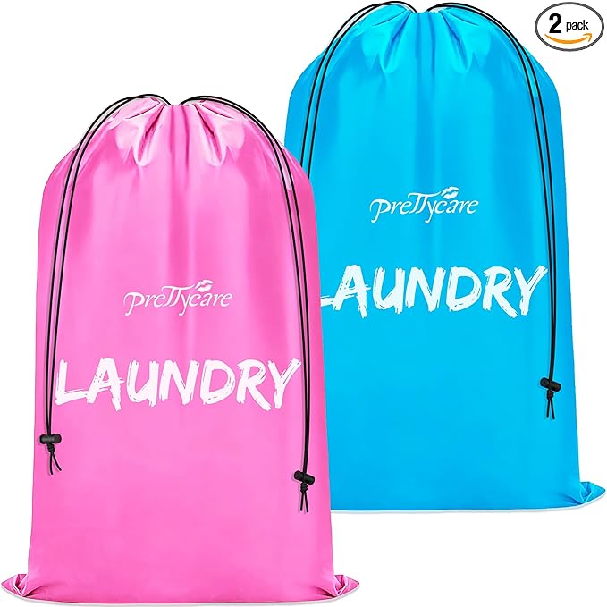 PrettyCare 2 XL (35.5 x 23.6 in) Travel Laundry Bags for Delicates, Washable Dirty Clothes Organizer - Easy to Hold 4 Loads of Laundry, Large Enougha for Laundry Hamper or Basket Travel Essentials