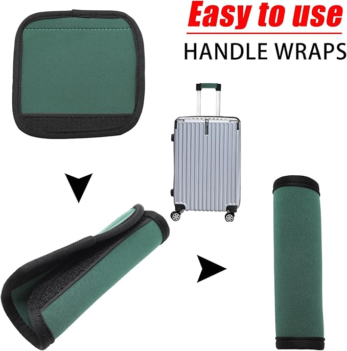 2pcs Luggage Handle Wraps For Suitcase - Soft Suitcase Handle Covers for Travel Accessories（Green, Bright Color for Suitcase Tags Identifiers ）