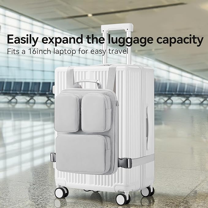 SOKOK Over Luggage Organizer Storage Bag with Multi Pockets, Slide On Luggage Harness with Adjustable Straps, 2-in-1 Travel Accessories Suitcase Vest Bag Fits Most Suitcases, Silver Gray-3