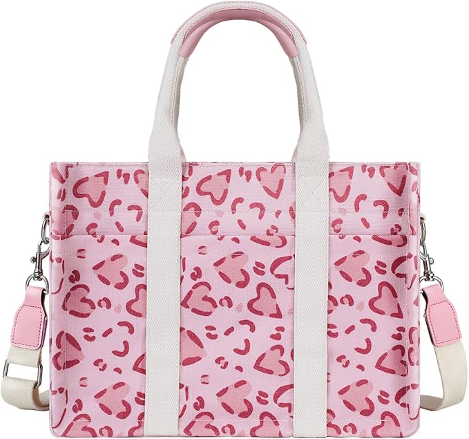 FIORETTO Canvas Tote Bag for Women with Zipper Closure & Individual Compartments for Work College for Teacher & Nurse