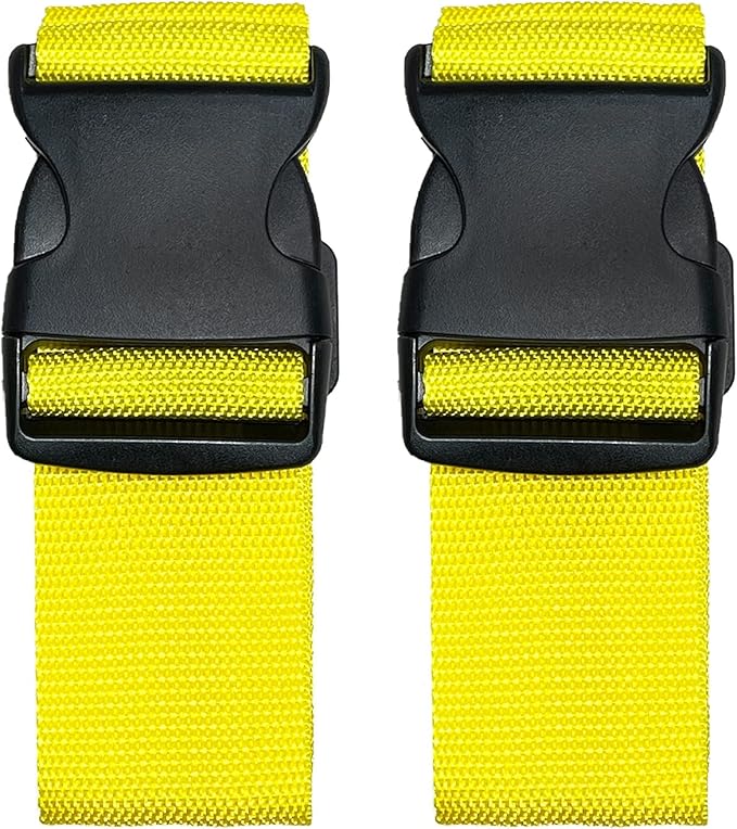 2 Pack Suitcase Belts, Adjustable Luggage Straps, Bright Colors Travel Packing Straps with Quick Release Buckle (Yellow)