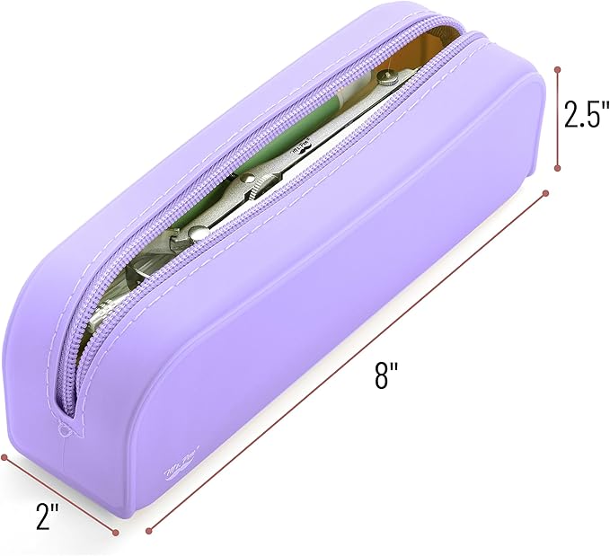 Mr. Pen- Silicone Pouch, Aesthetic Purple Pencil Bag, Small Makeup Pouch