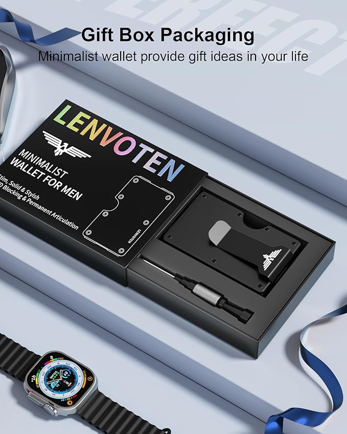Upgraded Hinged Minimalist Wallet for Men | Slim Metal RFID Blocking Wallet | Credit Card Holder & Money Clip Holds 20 Cards | Premium Scratch-Resistant Finish | Ideal Gift for Men(AirTag Compatible)