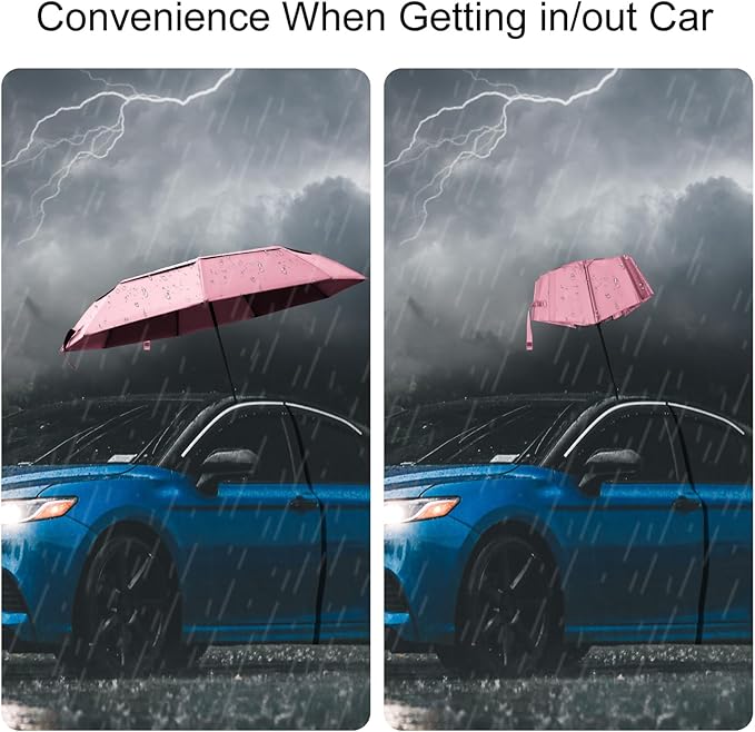 TradMall Travel Umbrella, 42/45 Inches Double Vented Canopy Windproof Automatic Strong Compact Folding Umbrellas for Rain Women and Men