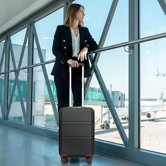 Kono Carry On Luggage 22x14x9 Airline Approved with Spinner Wheels,Lightweight PC+ABS 20 Inch Luggage with TSA Lock,Expandable Hard Shell Carry On Suitcases for Men Women,Apricot Grey
