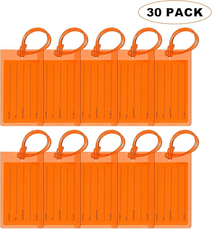 30 Pack Luggage Tags for Suitcases, Airplane Travel Essentials for Flying, International Travel Must Haves, and Luggage Accessories by Sodsay