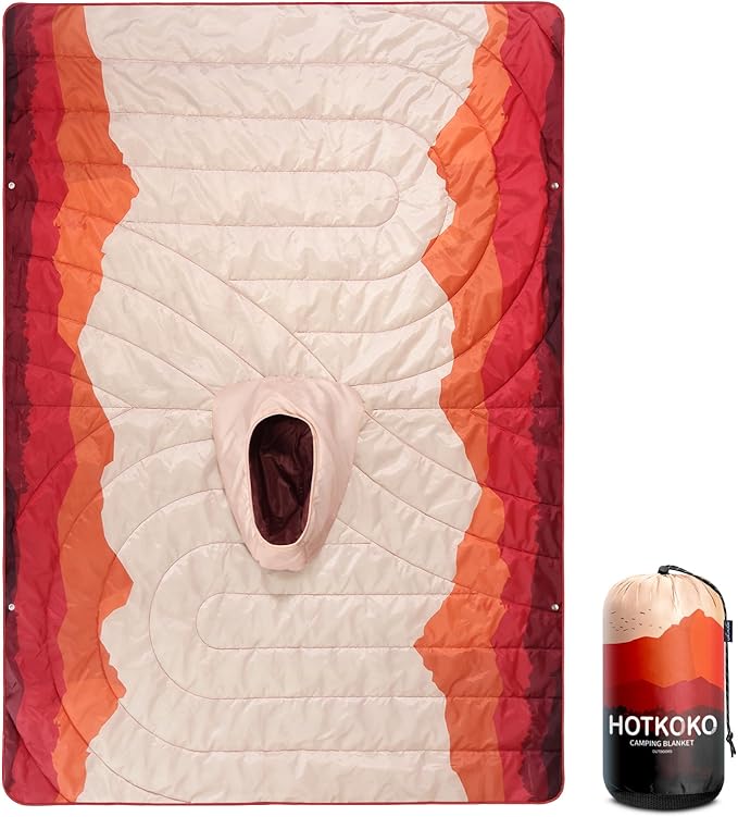 Camping Blanket,Hoodie Blankets Poncho Outdoor Waterproof Windproof Warm Durable & Portable for Stadium, Concerts, Car,Travel, Beach, Picnic, Grass,75 * 56 inch