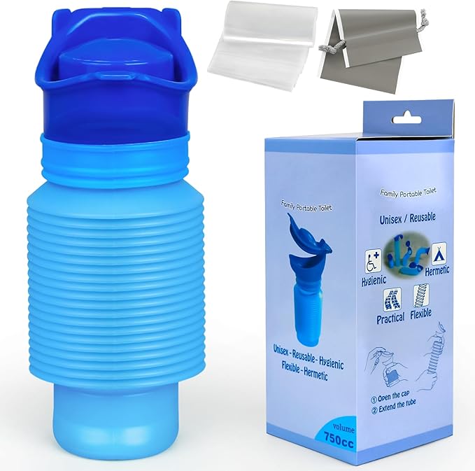 Pee Bottles For Men,Collapsible Urine Bottle With Disposable Replacement Bags,Car Pee Bottle For Men And Women,750ml,Leakproof, Emergency Urinal For Road Trips,Traffic Jams And Camping