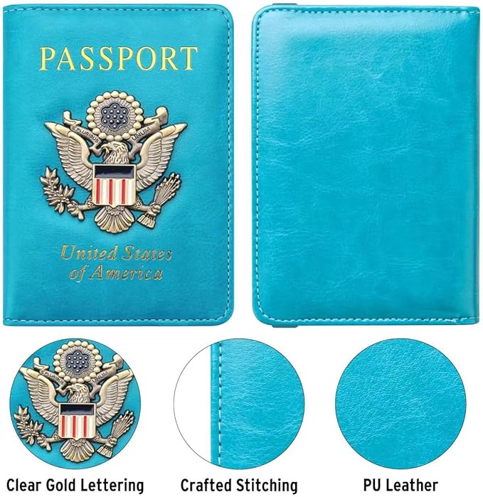 Premium Passport Holder for Travel, RFID Blocking Passport Cover Slim, Durable & Travel-Friendly, Passport Wallet Keep Your Documents Safe & Organized (Sky Blue)