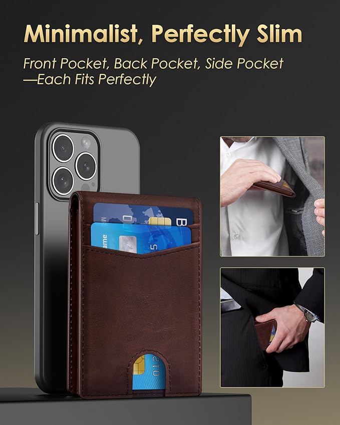QLD Wallet for Men - RFID Blocking [Functional & Practical] Bifold Slim Minimalist Credit Card Holder Pop Up Metal Case with Cash Slot, Front Pocket with ID Window, Gift Boxed