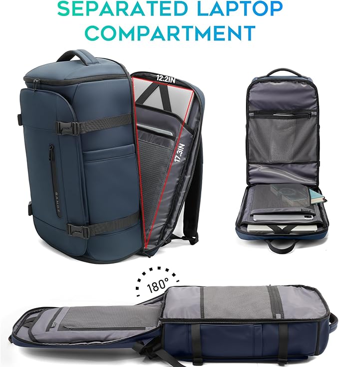 BANGE Travel Backpack with Shoe Compartment, 40L Large Capacity Back Pack, Men's Weekender Daypack Fits 17.3 Inch Laptop, Carry On Travel Backpack with Water Bottle Holder for Men and Women