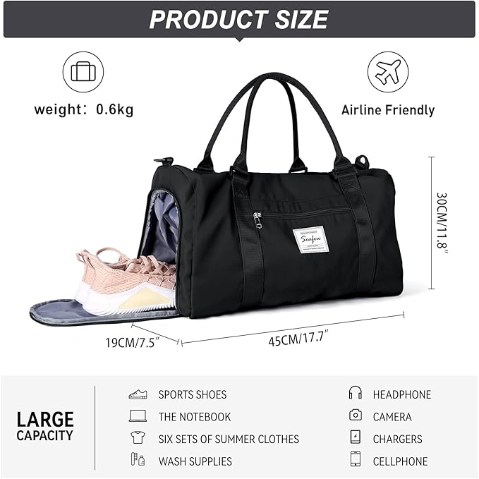Weekender Duffel Bags for Women with Toiletry Bag, Travel Totes Bag for Airplane, Cute Sports Gym Dance Bag Overnight Luggage Bag with Wet Pocket Shoe Compartment, Carry On Hospital Bag