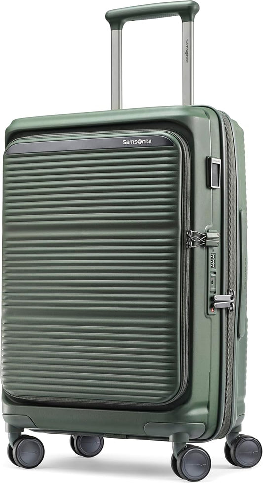 Samsonite Paralux Carry-On Luggage - Innovative Design - Quick Access Front Pocket - Dual Suspension Wheel Technology - TSA Lock - Expandable - Includes Removable Packing Cubes - Olive