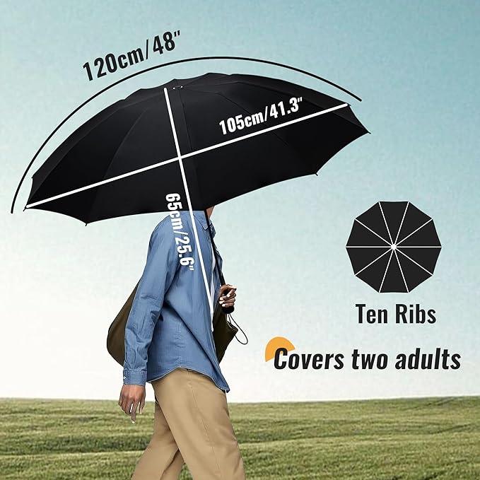 Travel Compact Umbrella Windproof - Portable Automatic Umbrellas for Rain, Inverted Folding Umbrella for Men and Women