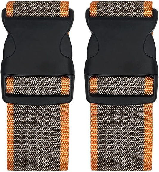 2 Pack Luggage Straps, Bright Colors Adjustable Suitcase Belts with Quick Release Buckle (GreyOrange)