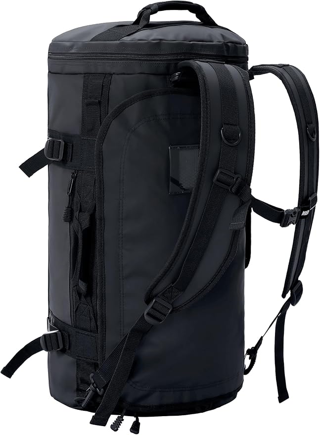 MIER Large Duffel Backpack Sports Gym Bag with Shoe Compartment, Heavy Duty and Water Resistant, Black, 45L