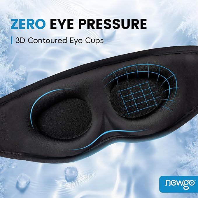 NEWGO 3D Cooling Sleep Mask, Weighted Cooling Gel Eye Mask for Sleeping, Cold Eye Mask, Hot Cold Therapy Blackout Sleep Mask for Puffiness, Dark Circles, Dry Eyes, Headaches and Stress Relief