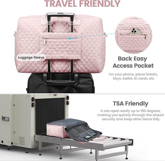 LOVEVOOK Travel Duffle Bag - Women's Weekender Carry On Overnight Laptop & Gym Bag With Toiletry/Shoe Pocket, Hospital Labor Bag