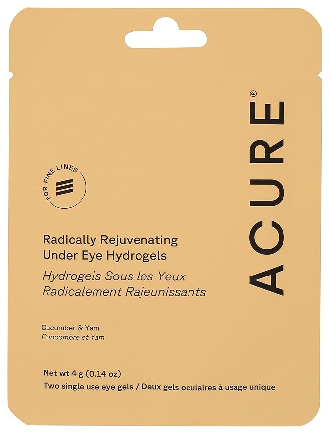 Acure Radically Rejuvenating Under Eye Hydrogel Mask, Provides Anti-Aging Support, & Silk Tree, Purple, Cucumber, 0.236 Fl Oz (Pack of 1)