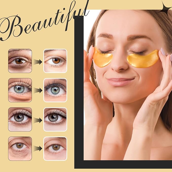 Adofect 30 Pairs Under Eye Patches -Reduce Eye Bags -24K Gold Eye Mask Collagen Under Eye Gel Pads for Puffiness and Dark Circle, Wrinkle, Revitalize and Refresh Your Skin