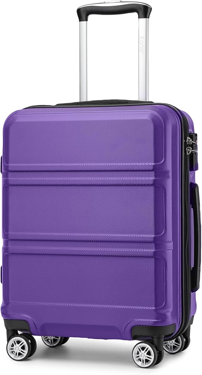 Kono 20" Carry on Luggage with Spinner Wheel TSA Lock, Lightweight PC+ABS Hardside Luggage Durable Small Carry on Suitcase Purple