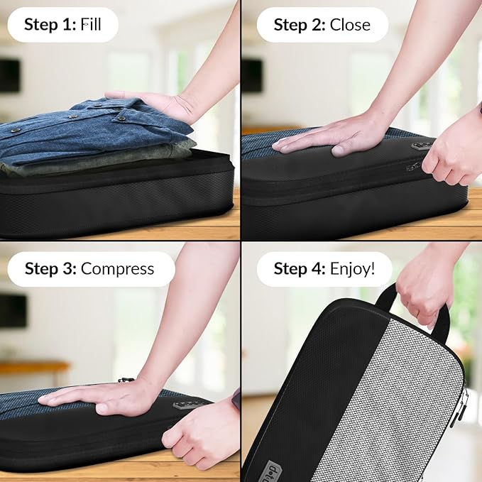 4pc Medium Compression Packing Cubes for Travel - Luggage Organizers for Suitcases