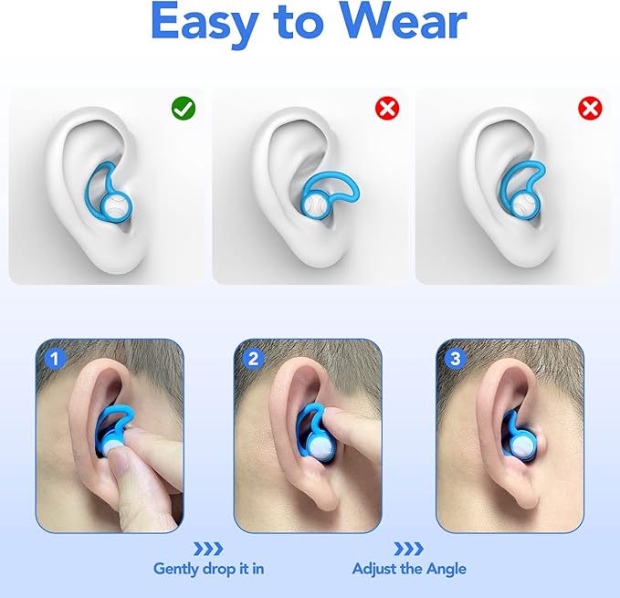 Swimming Ear Plugs Waterproof Earplugs - 3 Pairs Silicone Swim Ear Plugs for Adult Kids, Water Sports Earplugs for Showering, Bathing, Surfing - Keep Ear Water Out (Blue,Pink,Orange, One Size)