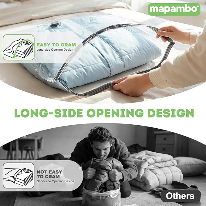 Mapambo Vacuum Storage Bags with -60000Pa USB Pump, 9 Pack Vacuum Seal Bags for Clothing Travel in 3 Sizes, Travel Vacuum Bags with Pump, Saving up to 80% of Luggage Space (9 Combo Size)
