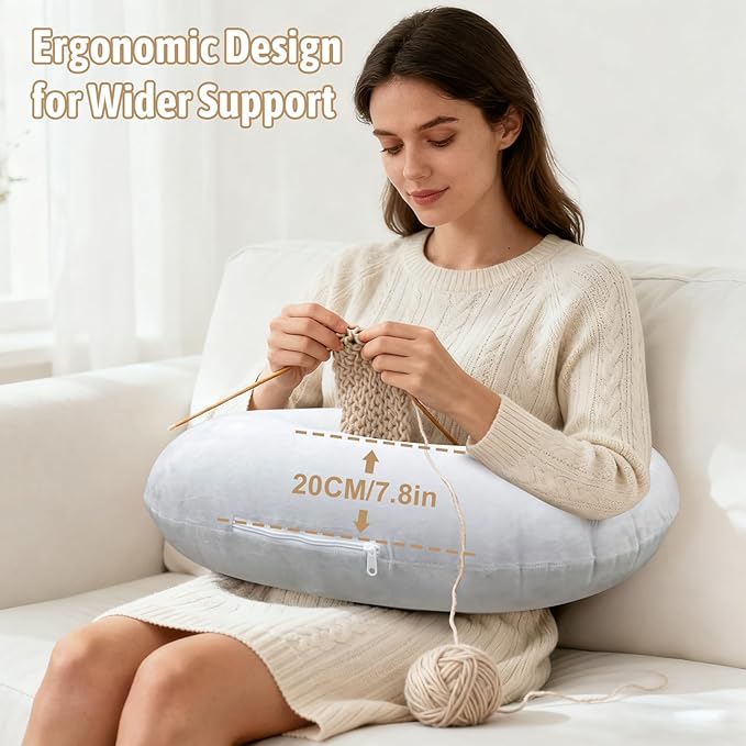 IFOYO Inflatable Reading Pillow for Lap, Gaming Pillow for Sitting in Bed or Sofa, Crochet Pillows for Arm Support & Reducing Lap Arm Sore During Reading, Working, Elbow Rest with Washable Cover