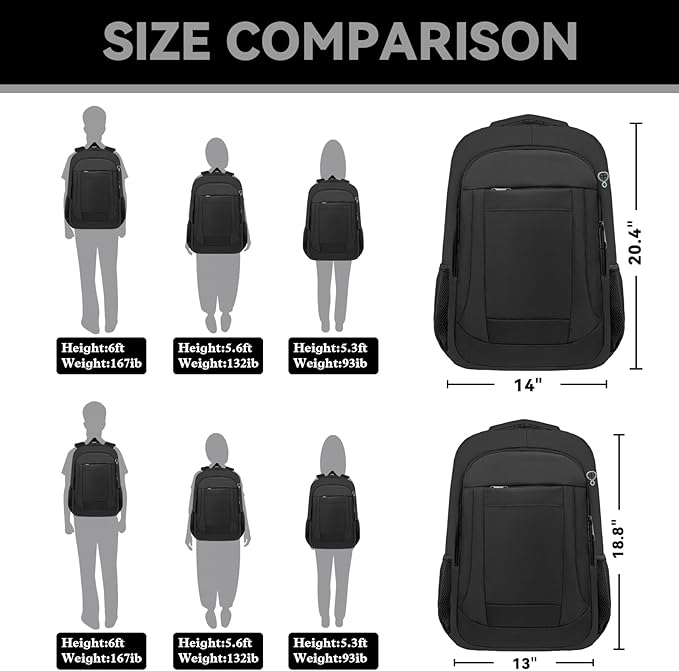 Large Travel Laptop Backpack, 17 Inch Laptop Backpack Airline Approved, Business Anti Theft Slim Sturdy Work Computer College High School Backpack Bag Fits 17.3 Inch Notebook for Men Women, Black