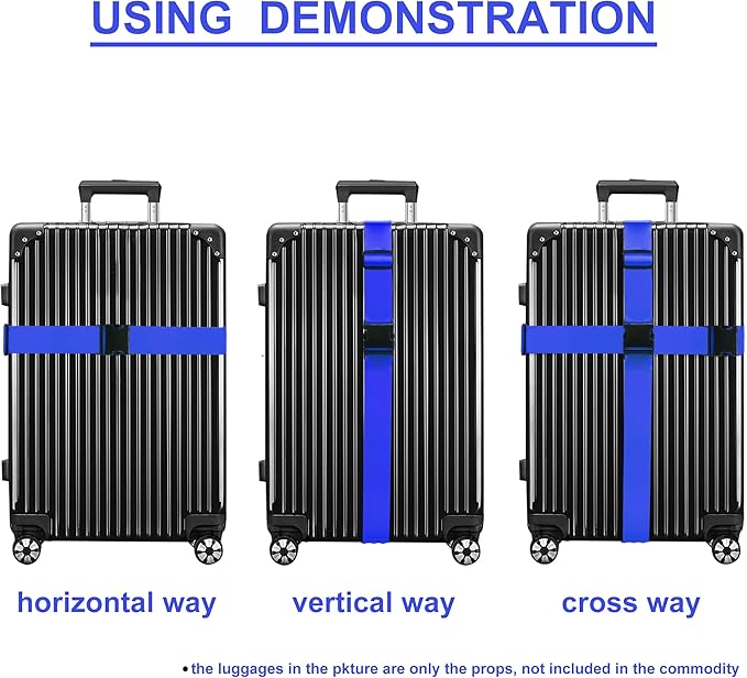 Luggage Straps for Suitcases TSA Approved Travel Belt 8 Pack by Chelmon (Blue)