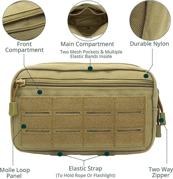 Tactical Molle Pouch, Multi-Purpose EDC Admin Pouch Utility Gadget Gear Backpack Military Waist Bag for Outdoor, Hunting, Traveling, Hiking
