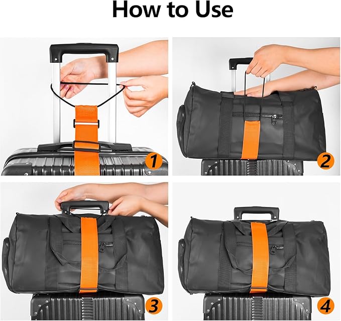 BILIONE Add a Bag Luggage Straps 2 Pack, Adjustable Bungee Elastic Belt to Connect Two Suitcases, Secure Carry On & Travel Essentials (Rainbow)