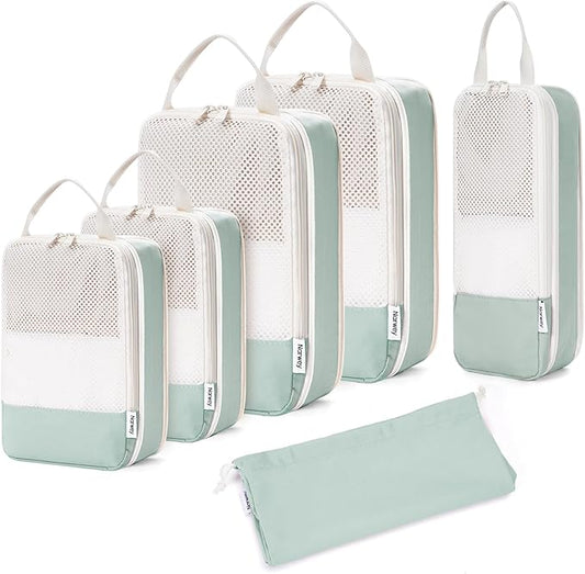 Narwey 6 Set/5 Set Compression Packing Cubes for Travel Kids Women Carry on, Packing Organizers Bag for Backpack Luggage Suitcase Duffle Bags
